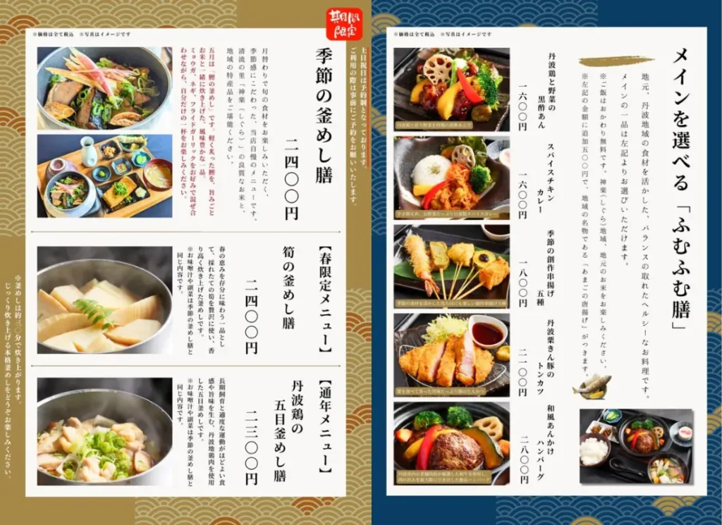 廃校レストランふむふむのマニュー